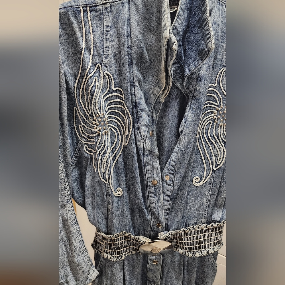 Vintage Acid Washed Jean Jumpsuit - Picture 3 of 4